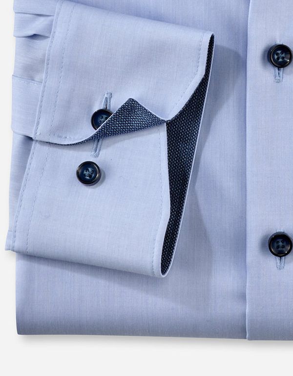 Сорочка классическая мужская с синими пуговицами OLYMP Luxor, прямой крой | купить в интернет-магазине Olymp-Men