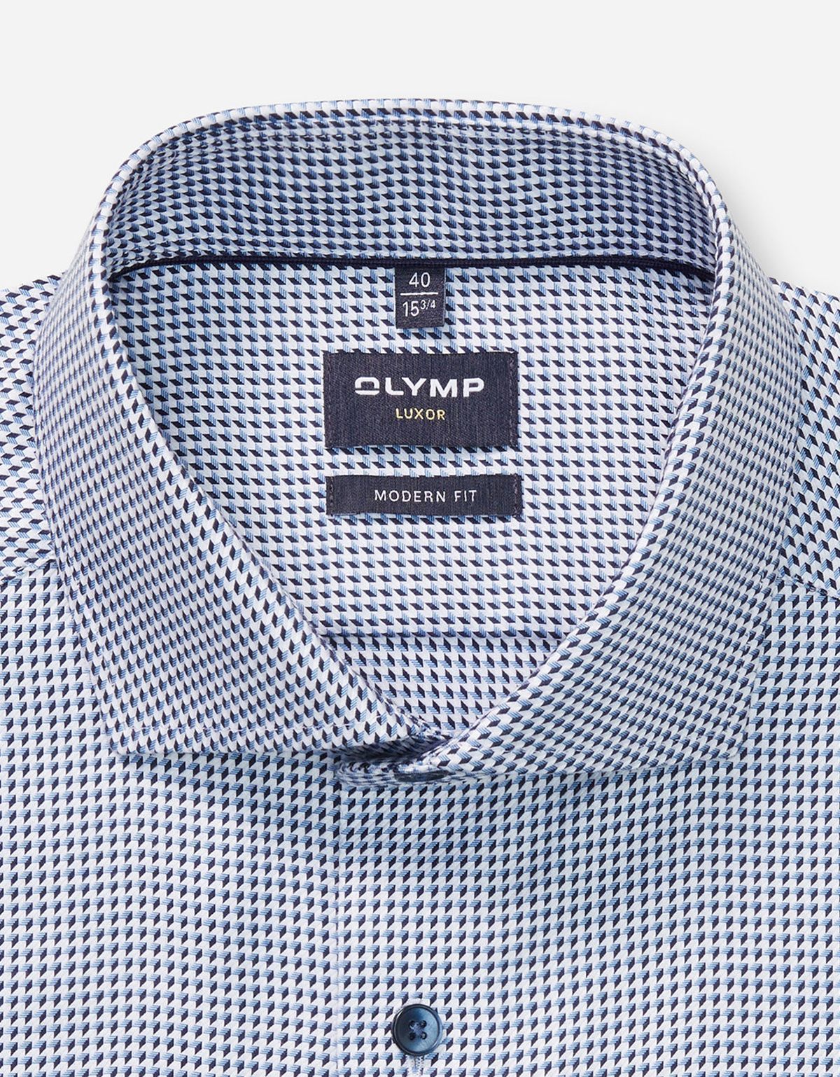 Сорочка мужская с синим принтом Olymp, modern fit | купить в интернет-магазине Olymp-Men