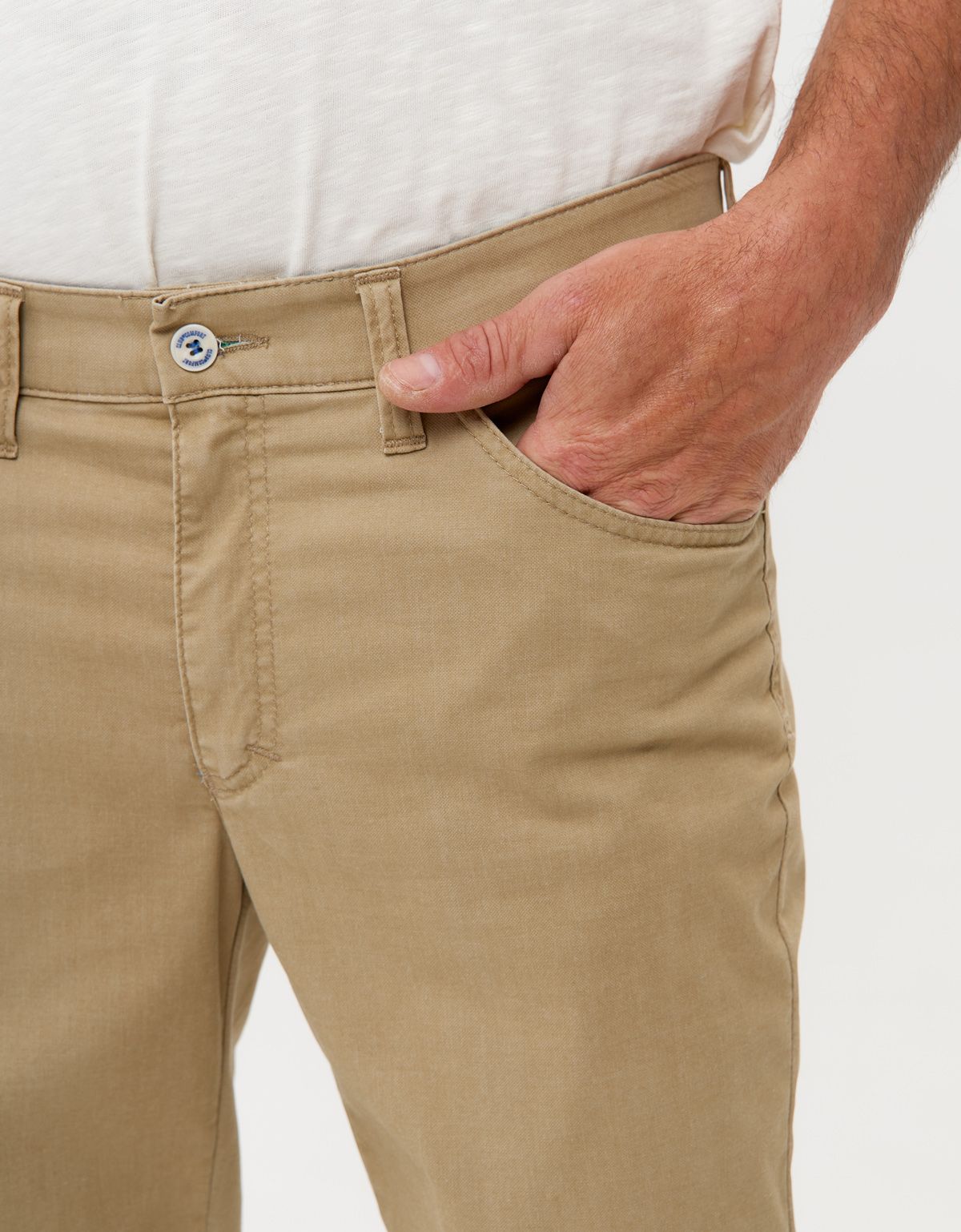 Брюки мужские бежевые Club of Comfort, 5 карманов, хлопок с эластаном | купить в интернет-магазине Olymp-Men
