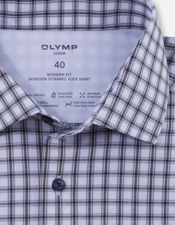 Рубашка мужская в клетку OLYMP Luxor 24/7, modern fit, климат-контроль | купить в интернет-магазине Olymp-Men
