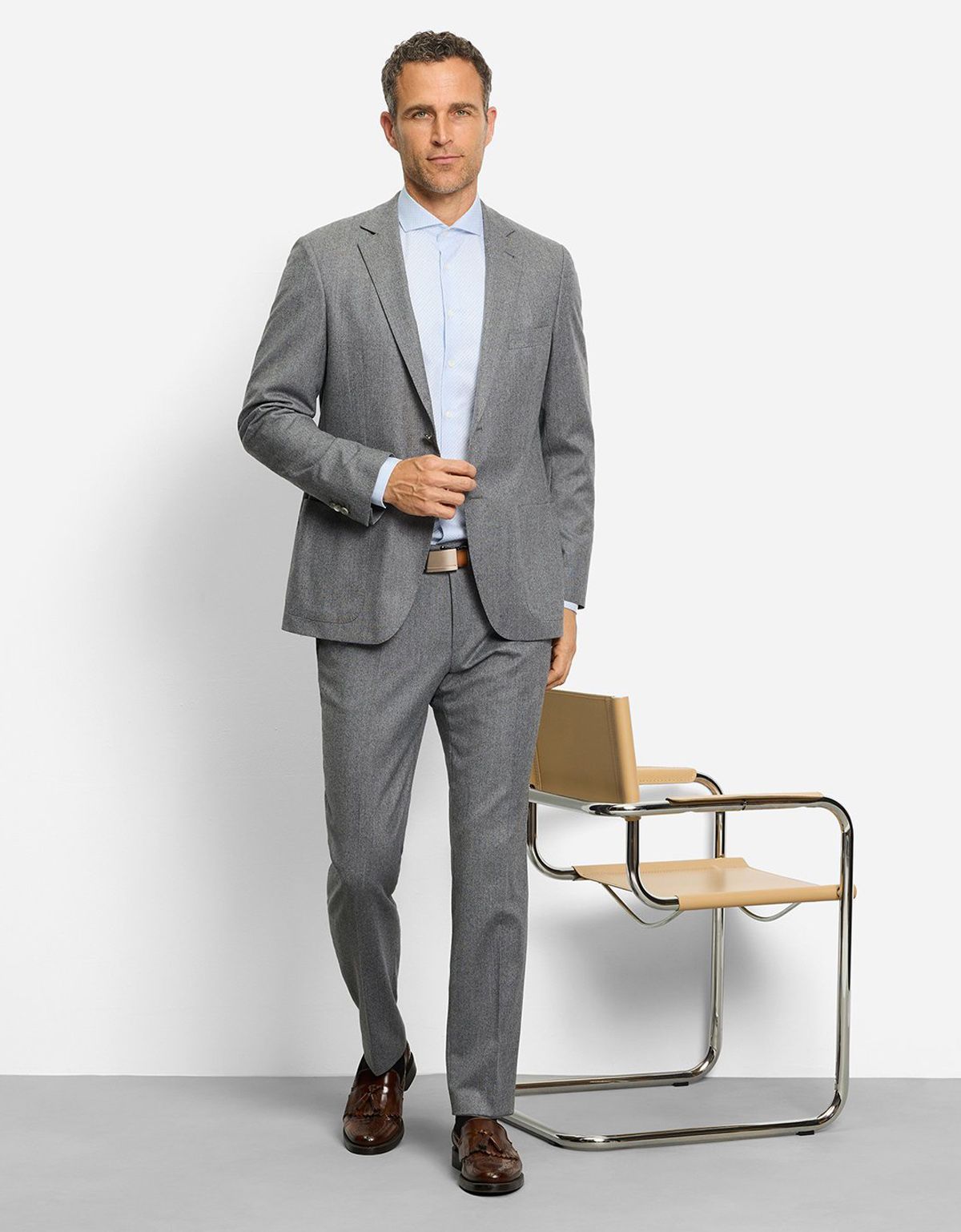 Рубашка мужская голубая из фактурной ткани OLYMP, body fit | купить в интернет-магазине Olymp-Men