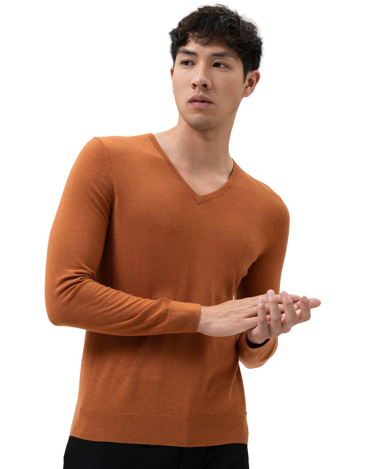 Пуловер оранжевый мужской OLYMP, body fit[ОРАНЖЕВЫЙ]