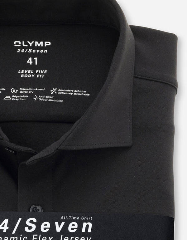 Рубашка чёрная трикотажная Olymp 24/7, body fit | купить в интернет-магазине Olymp-Men