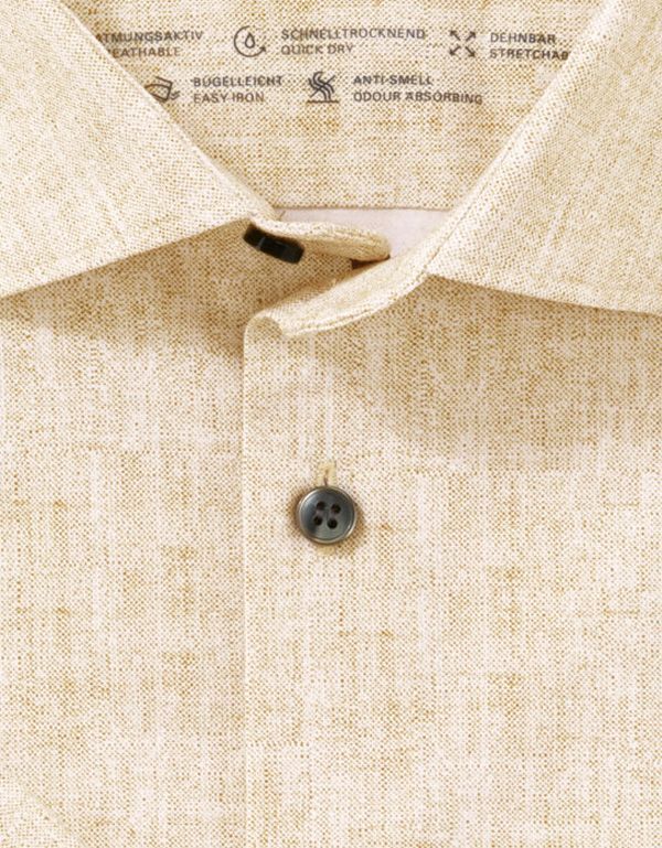 Рубашка мужская трикотажная жёлтая OLYMP 24/7, body fit