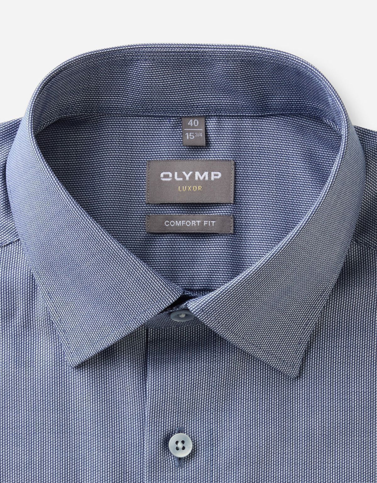 Рубашка синяя мужская с коротким рукавом OLYMP Luxor, прямой крой