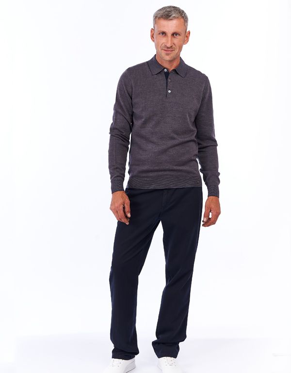 Поло мужское с длинным рукавом на пуговицах Gratude из шерсти | купить в интернет-магазине Olymp-Men