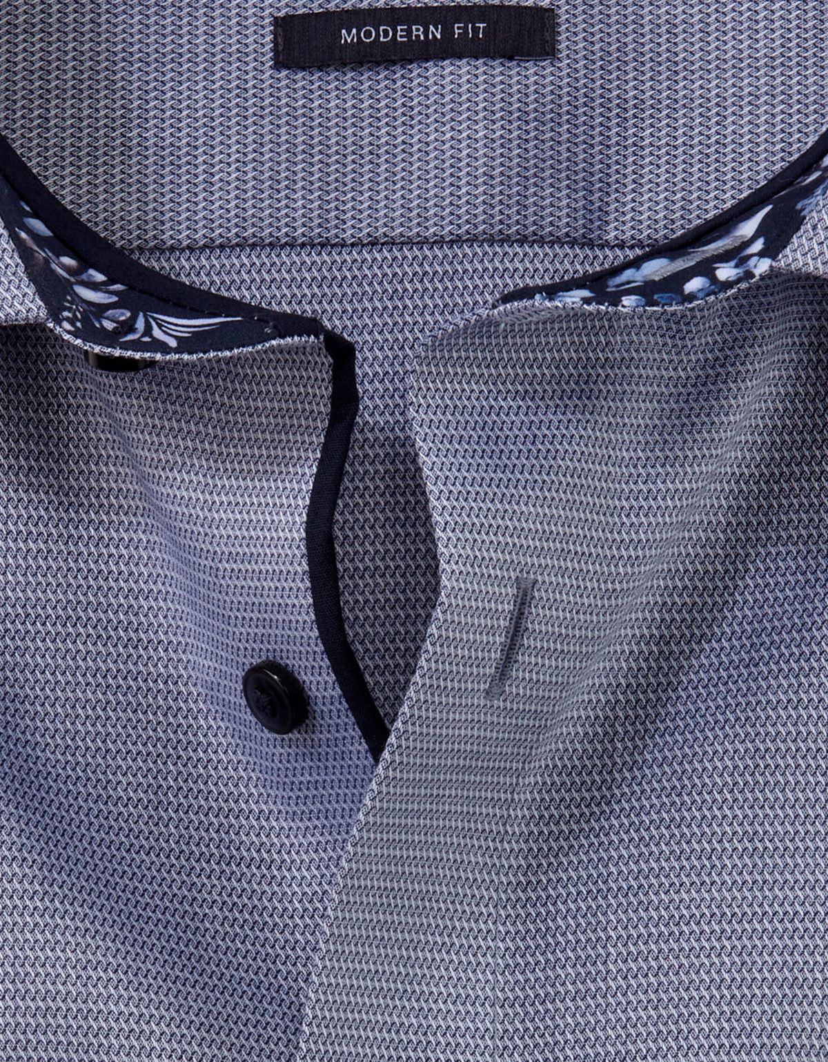 Рубашка синяя фактурная OLYMP Luxor, modern fit на высокий рост | купить в интернет-магазине Olymp-Men