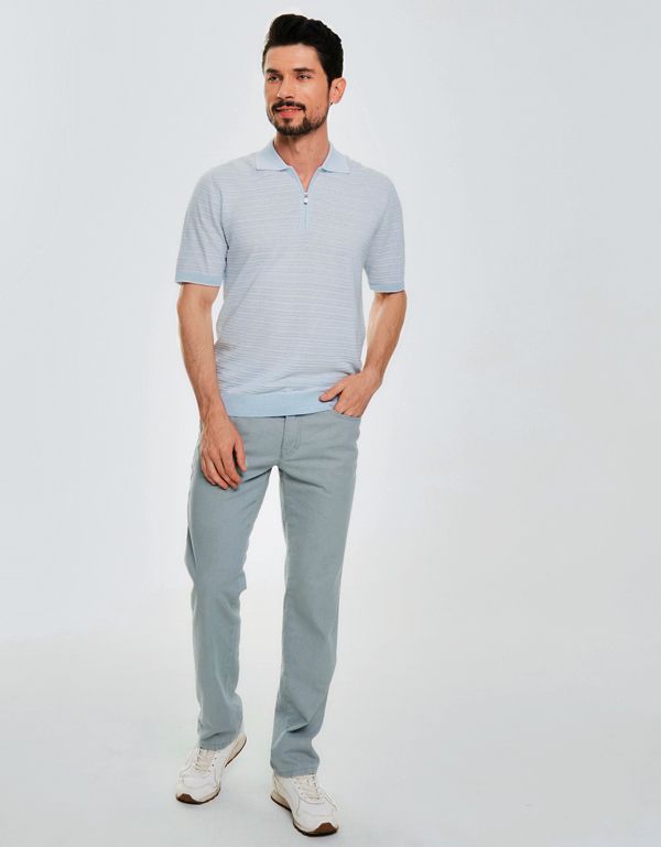 Поло мужское голубое на молнии Gratude | купить в интернет-магазине Olymp-Men