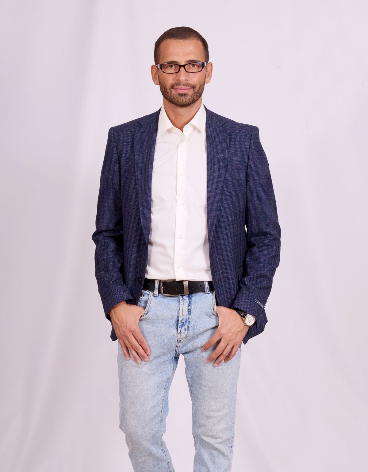 Пиджак мужской синий в клетку Nowal | купить в интернет-магазине Olymp-Men