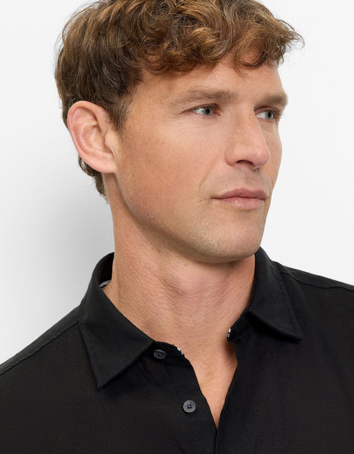 Рубашка чёрная льняная с длинным рукавом Olymp, body fit | купить в интернет-магазине Olymp-Men