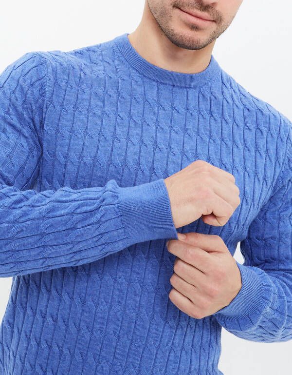 Джемпер мужской голубой FRATELLI с косами | интернет-магазин Olymp-Men