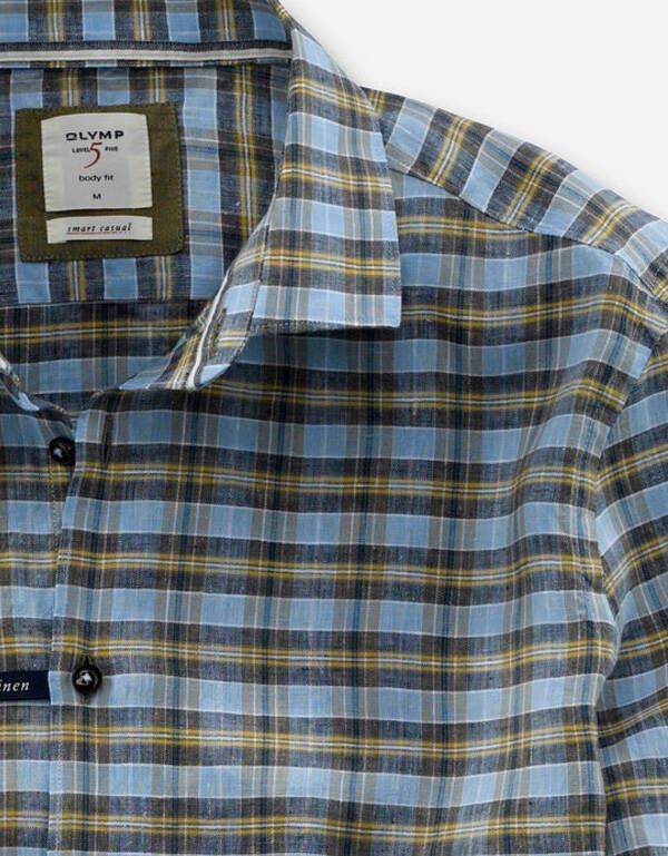 Рубашка льняная мужская в голубую клетку OLYMP | купить в интернет-магазине Olymp-Men