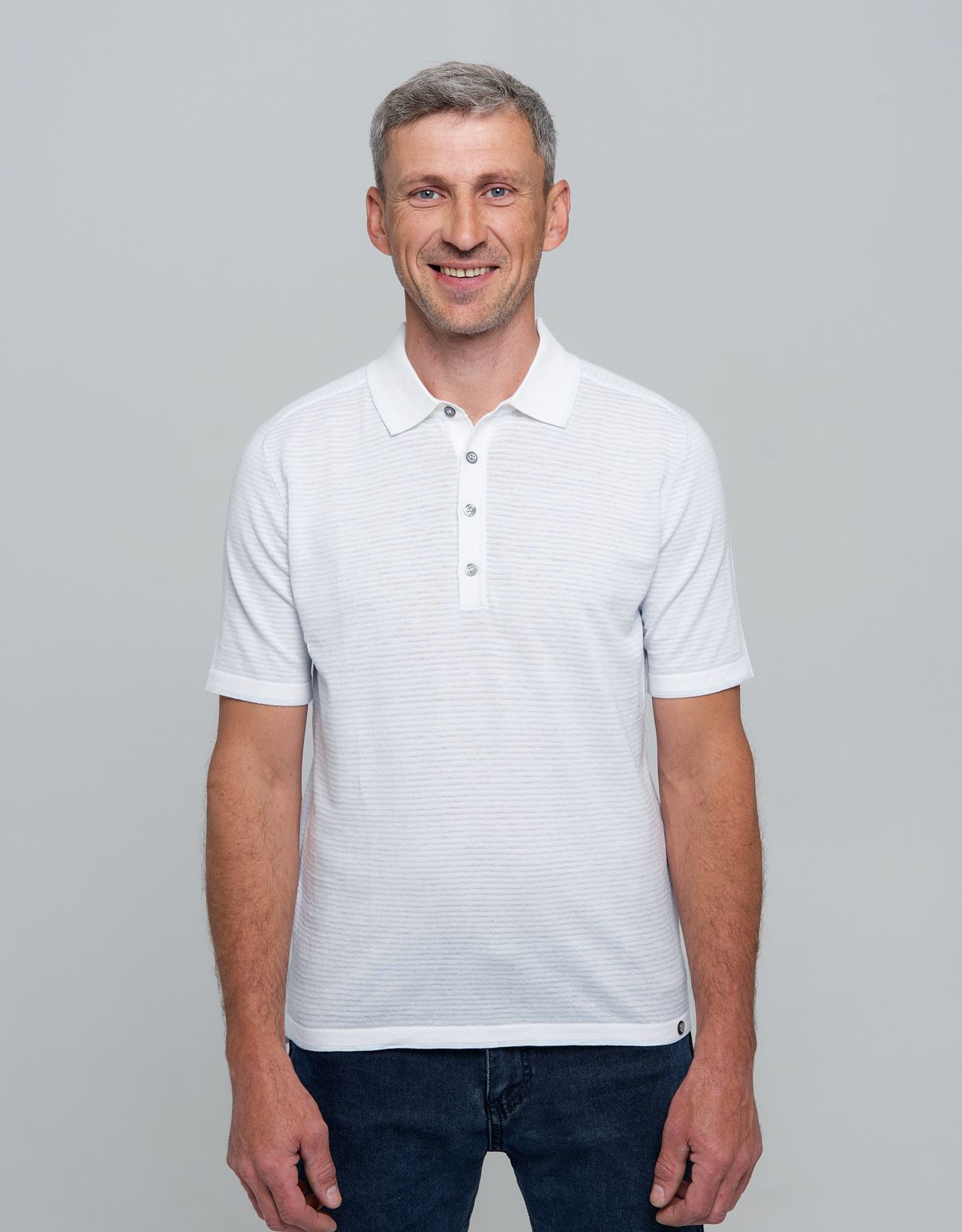 Поло мужское в голубую полоску на пуговицах Gtatude | купить в интернет-магазине Olymp-Men