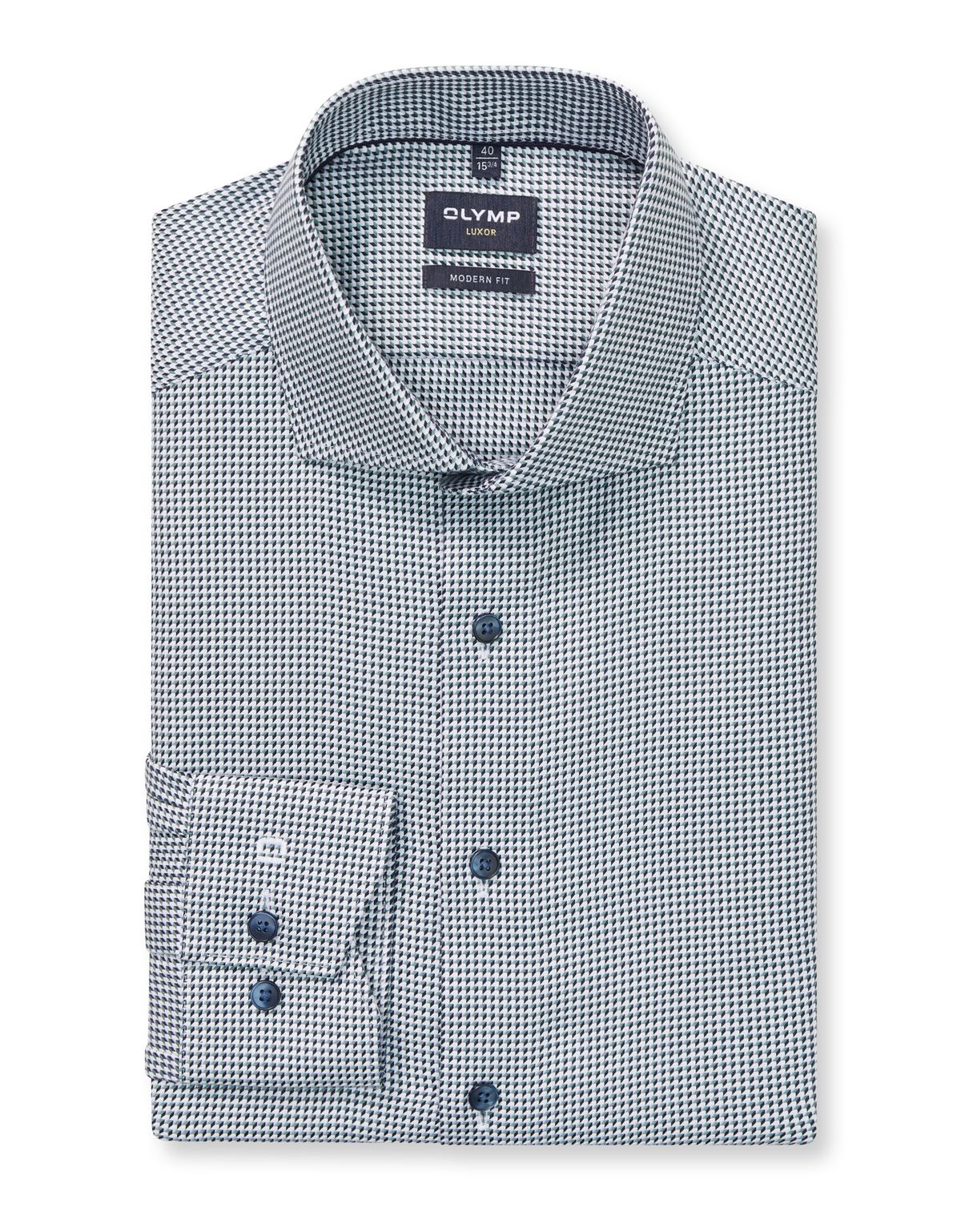 Сорочка мужская с зелёным принтом Olymp, modern fit[ЗЕЛЁНЫЙ]