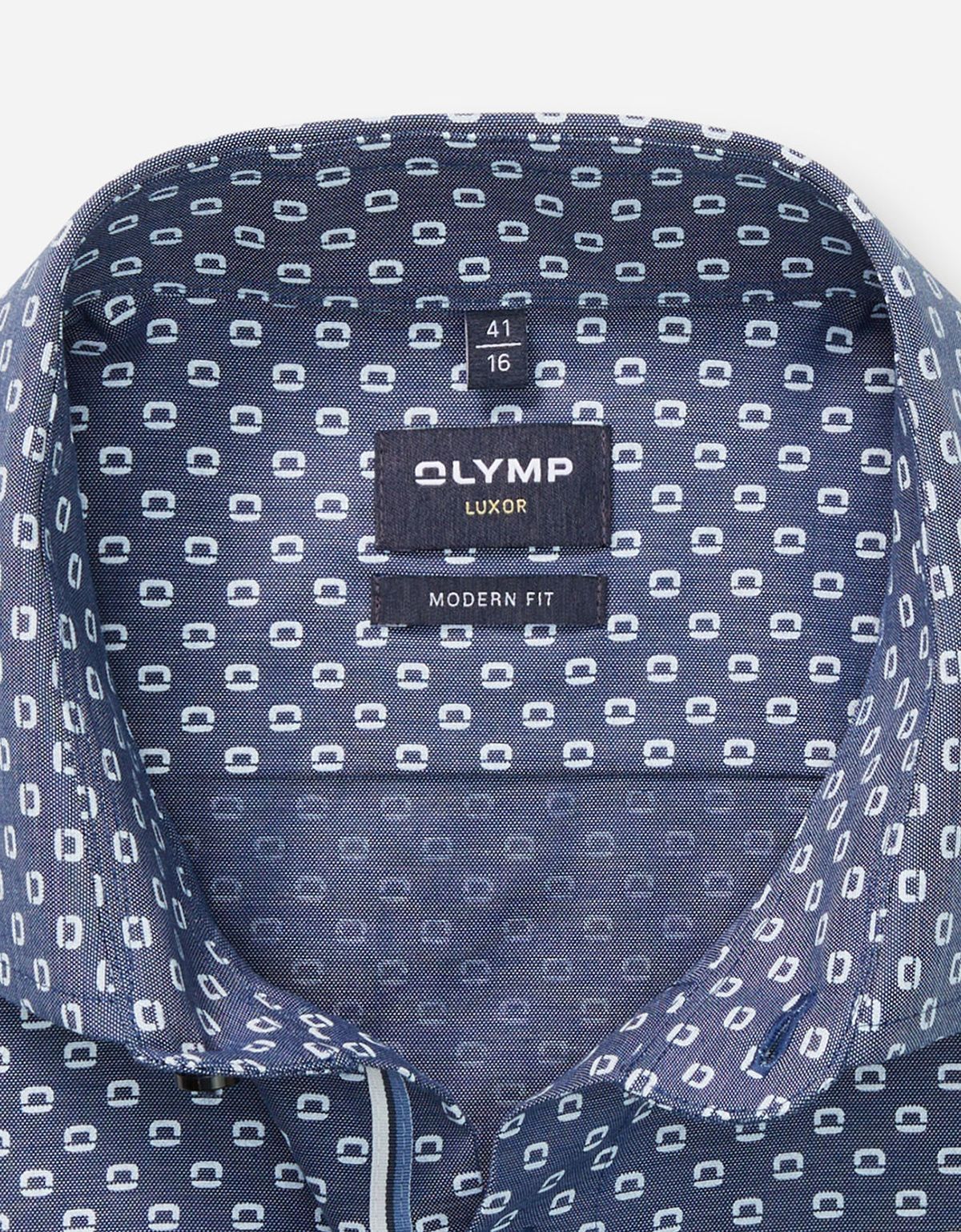 Рубашка синяя с принтом Olymp, modern fit | купить в интернет-магазине Olymp-Men