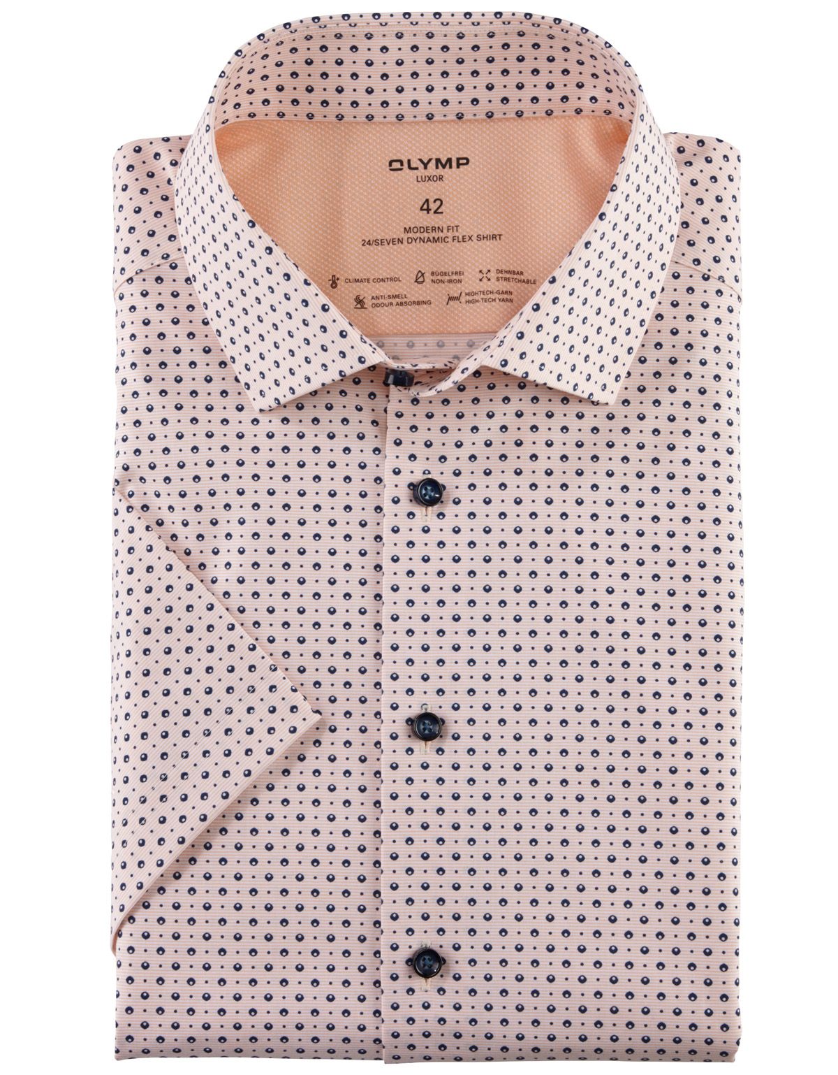 Рубашка с рисунком OLYMP Luxor 24/7 климат-контроль, modern fit[Оранжевый]