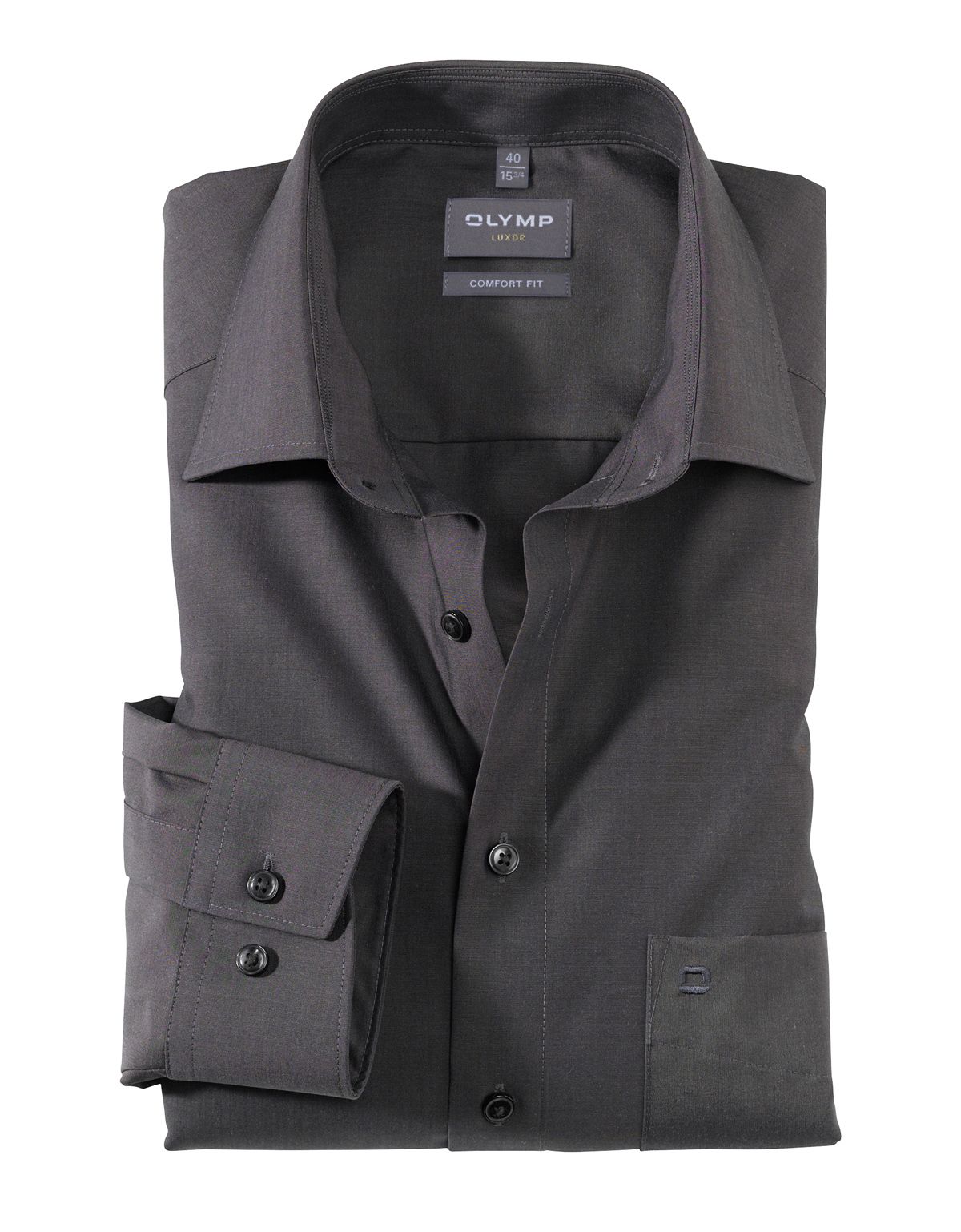 Мужская классическая рубашка OLYMP, прямой крой[ТЕМНО-СЕРЫЙ]