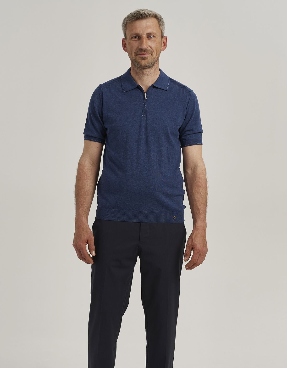 Поло мужское синее на молнии Gratude | купить в интернет-магазине Olymp-Men