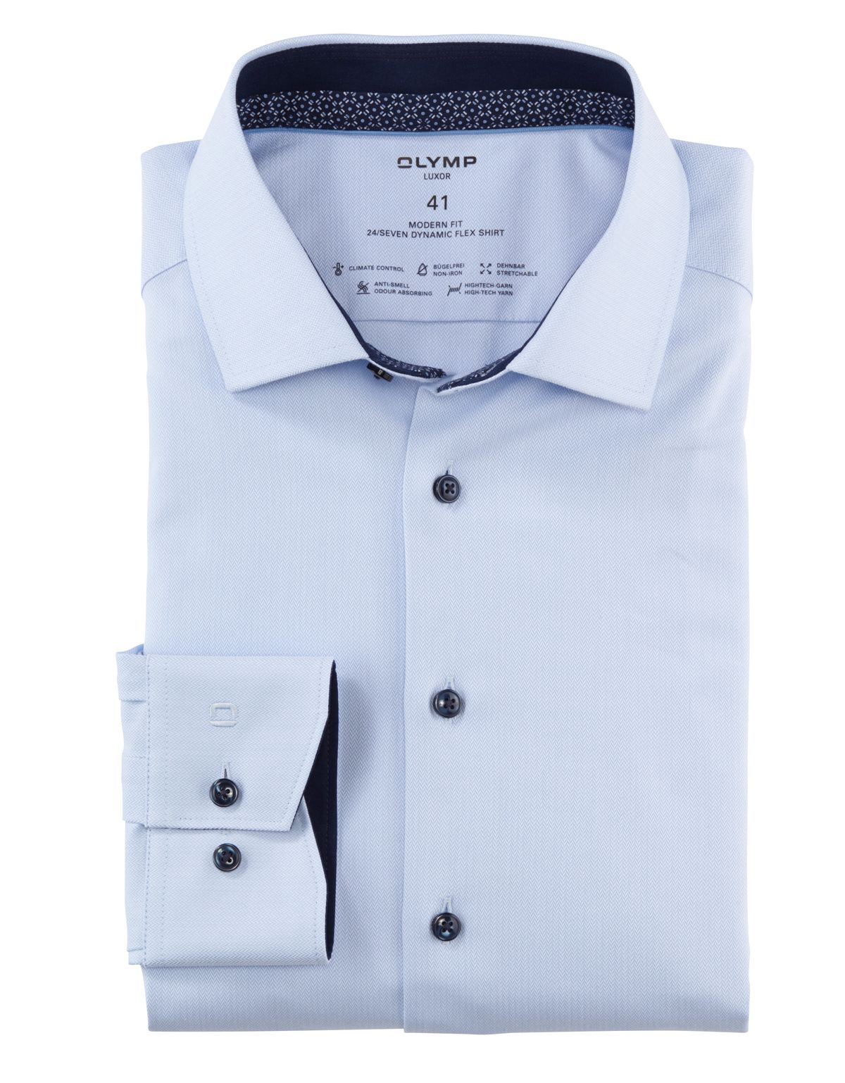 Рубашка мужская климат-контроль OLYMP Luxor 24/7, modern fit[ГОЛУБОЙ]