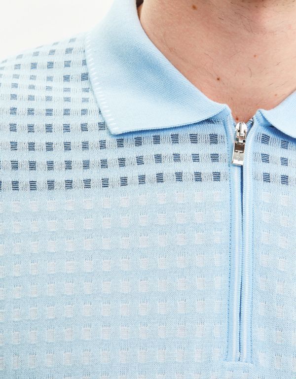 Поло мужское голубое на молнии Gratude | купить в интернет-магазине Olymp-Men