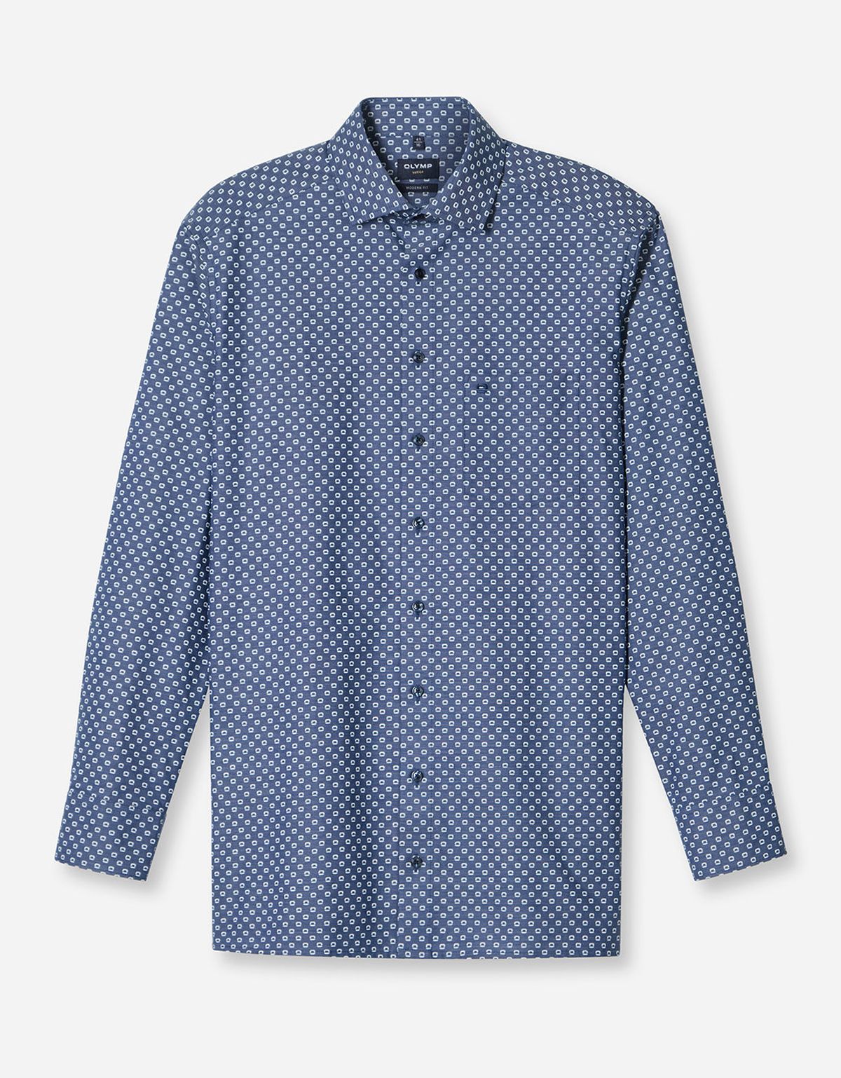 Рубашка синяя с принтом Olymp, modern fit | купить в интернет-магазине Olymp-Men