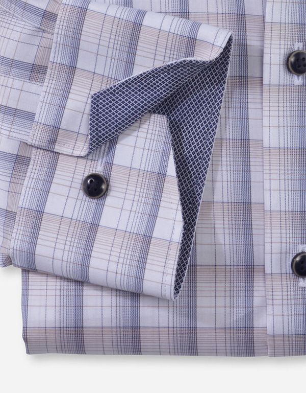 Рубашка мужская в коричневую клетку OLYMP Luxor, прямой крой | купить в интернет-магазине Olymp-Men