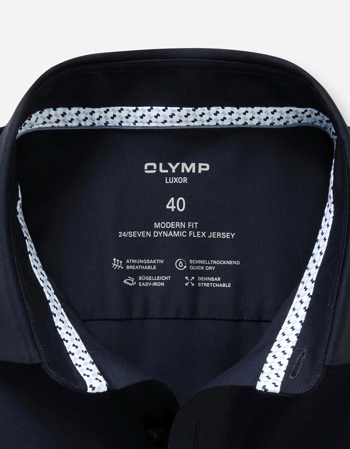 Рубашка трикотажная синяя OLYMP Luxor полуприлегающая | купить в интернет-магазине Olymp-Men