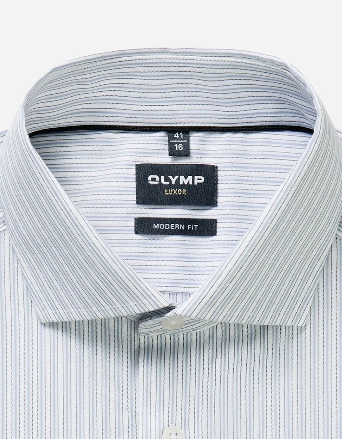 Рубашка классическая в серую полоску OLYMP Luxor, полуприлегающая | купить в интернет-магазине Olymp-Men