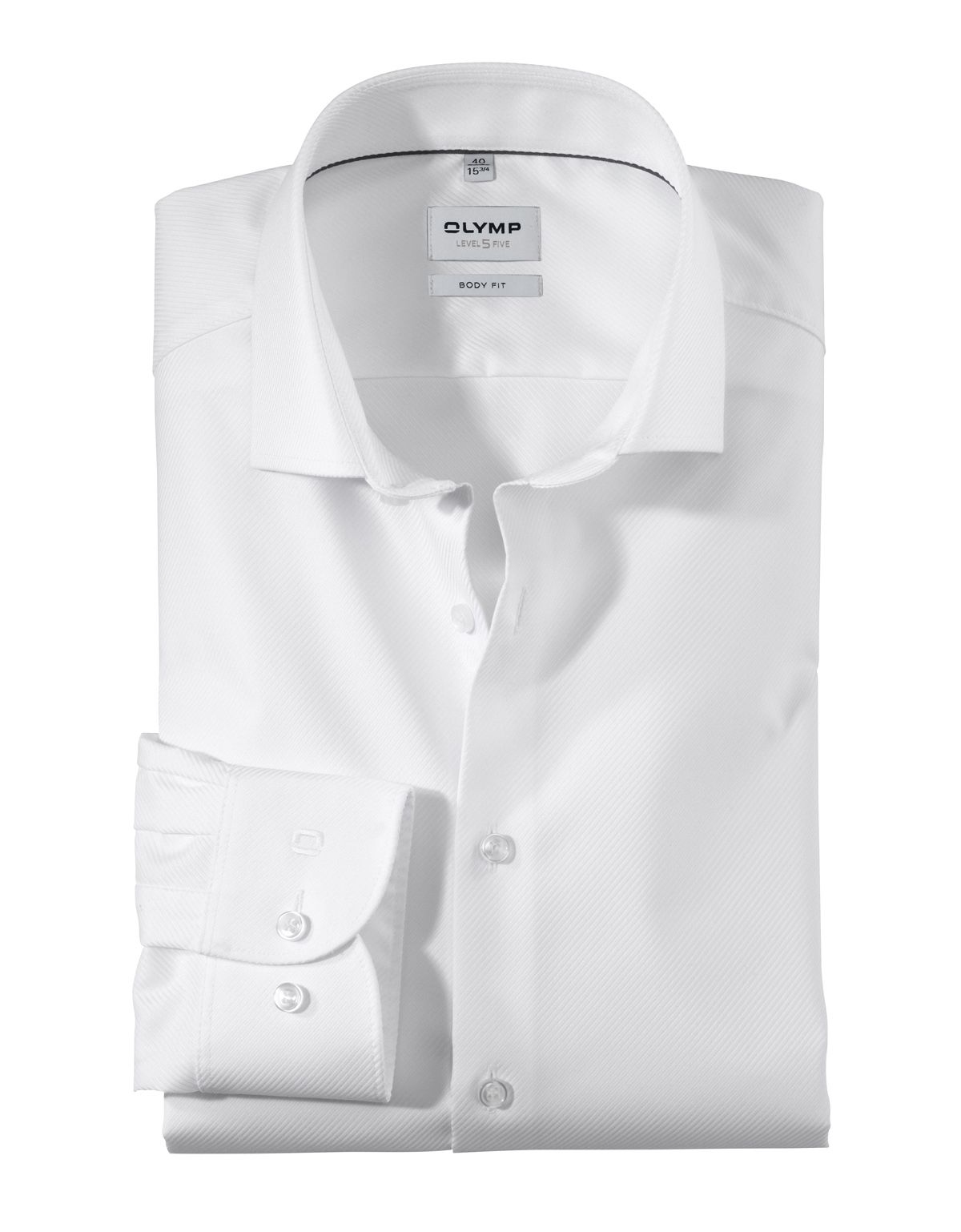 Рубашка белая OLYMP, body fit, ткань твил[БЕЛЫЙ]
