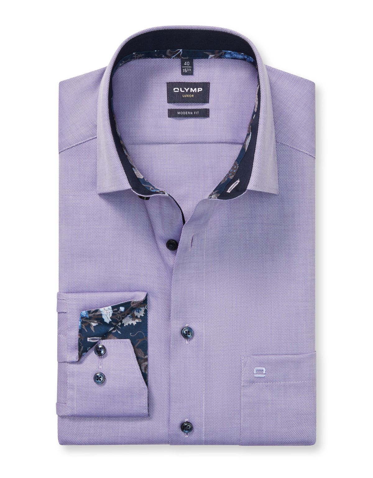 Рубашка мужская с синими пуговицами OLYMP Luxor, modern fit[ФИОЛЕТОВЫЙ]