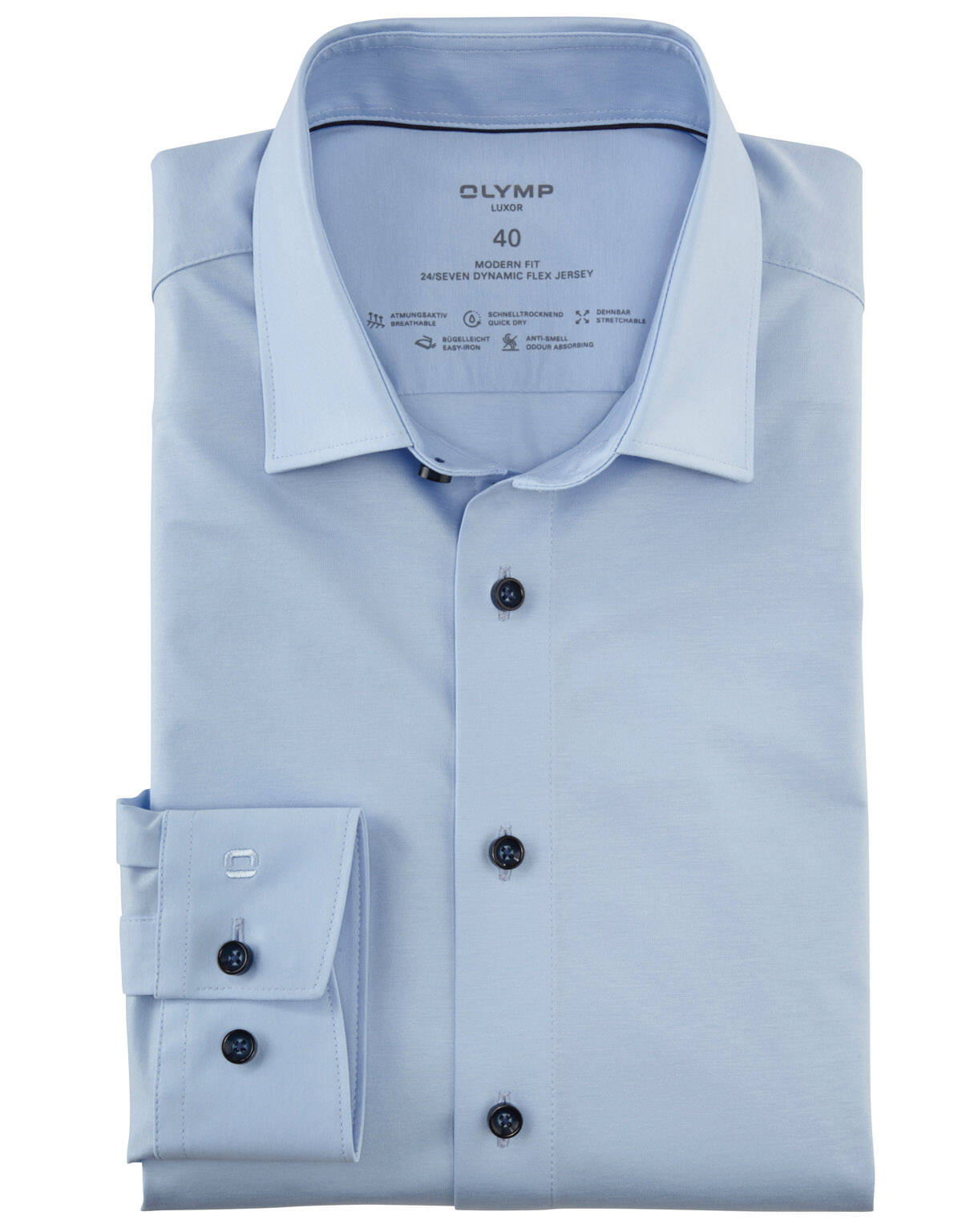 Рубашка трикотажная Olymp, modern fit, рост до 176[Голубой]