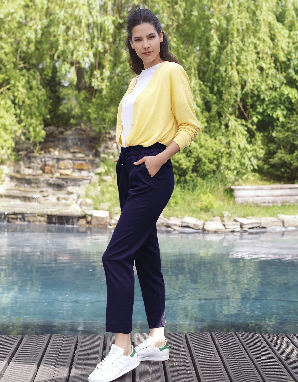 Брюки женские синие w.Wegener на резинке со шнурком | интернет-магазин Olymp-Men