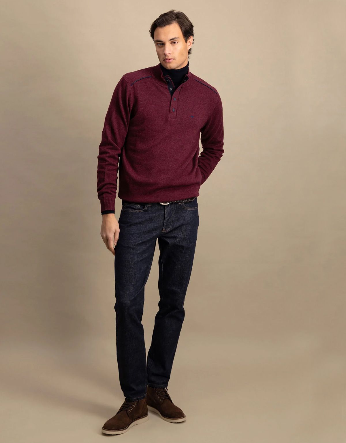 Свитер мужской на молнии и кнопках Fynch-Hatton | купить в интернет-магазине Olymp-Men