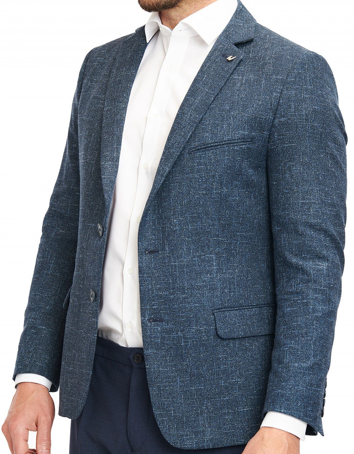 Пиджак льняной синий w.Wegener, 2 шлицы | купить в интернет-магазине Olymp-Men