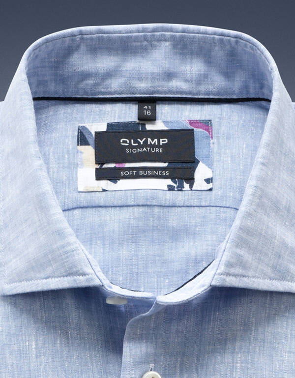 Рубашка льняная голубая мужская Signature