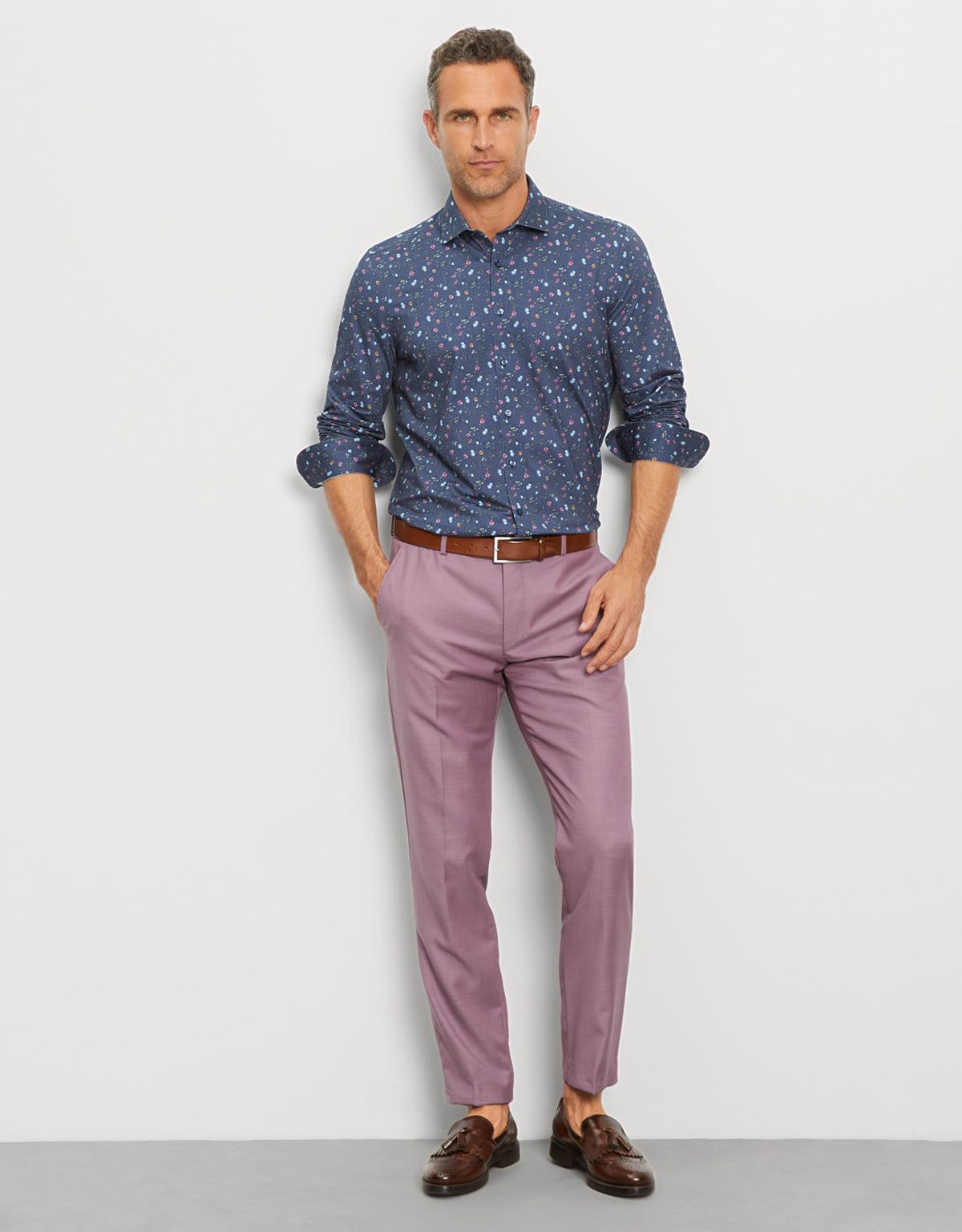 Рубашка трикотажная мужская с цветочным принтом OLYMP, body fit | купить в интернет-магазине Olymp-Men