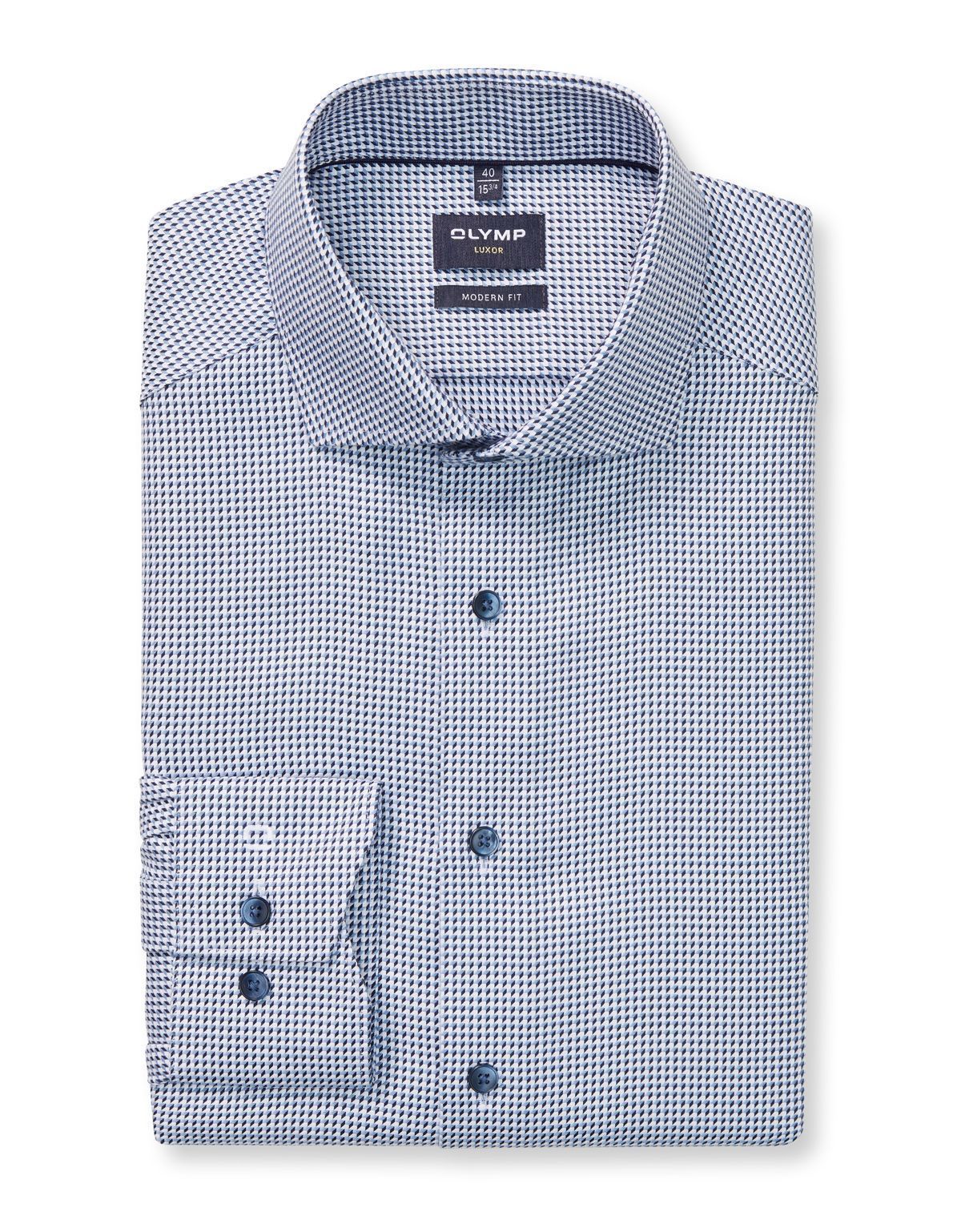 Сорочка мужская с синим принтом Olymp, modern fit | купить в интернет-магазине Olymp-Men