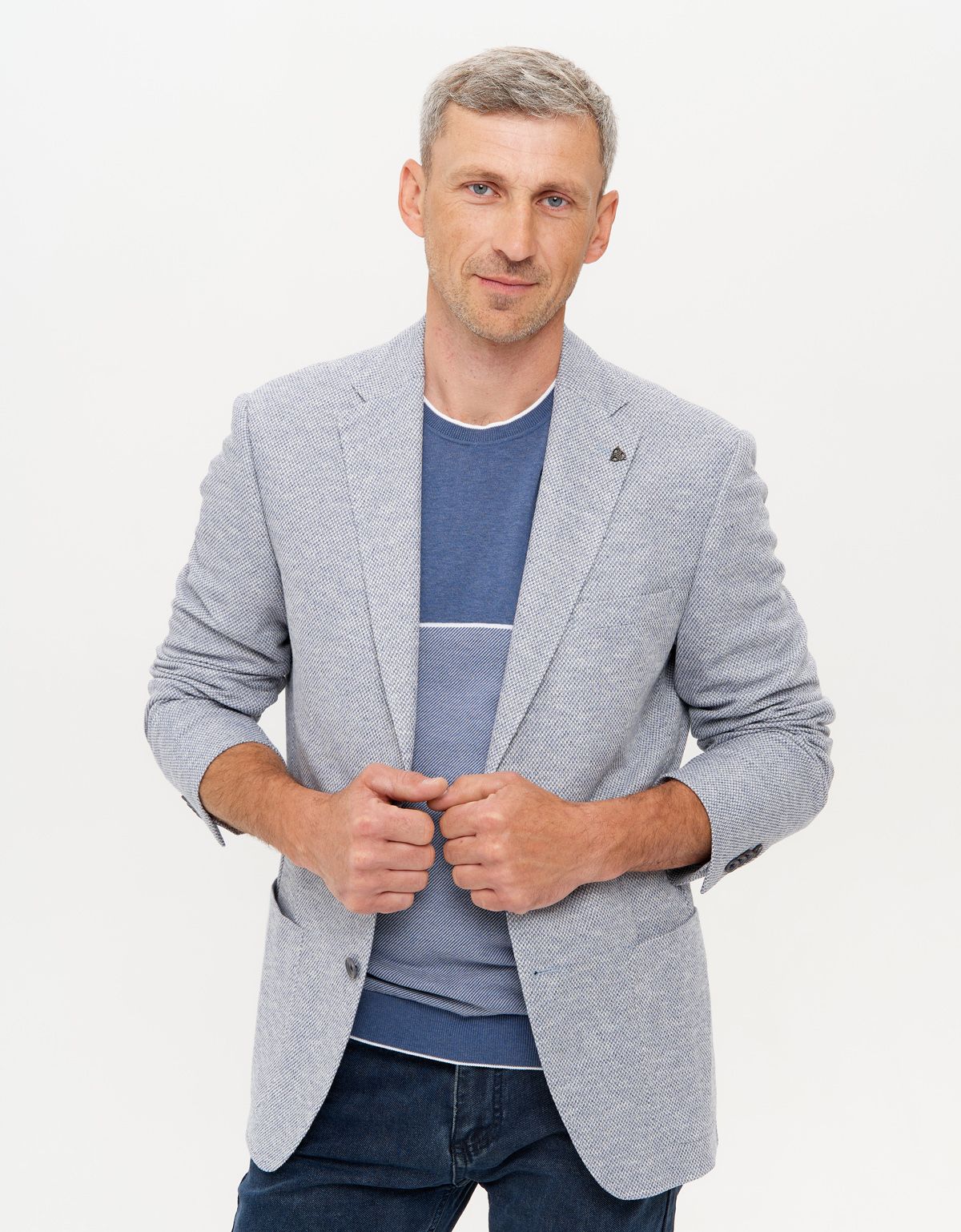 Пиджак трикотажный Roy Robson голубой меланж | купить в интернет-магазине Olymp-Men