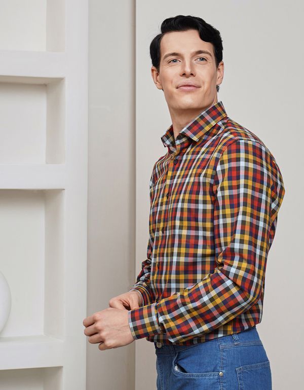 Рубашка мужская в клетку OLYMP 24/7, body fit | купить в интернет-магазине Olymp-Men