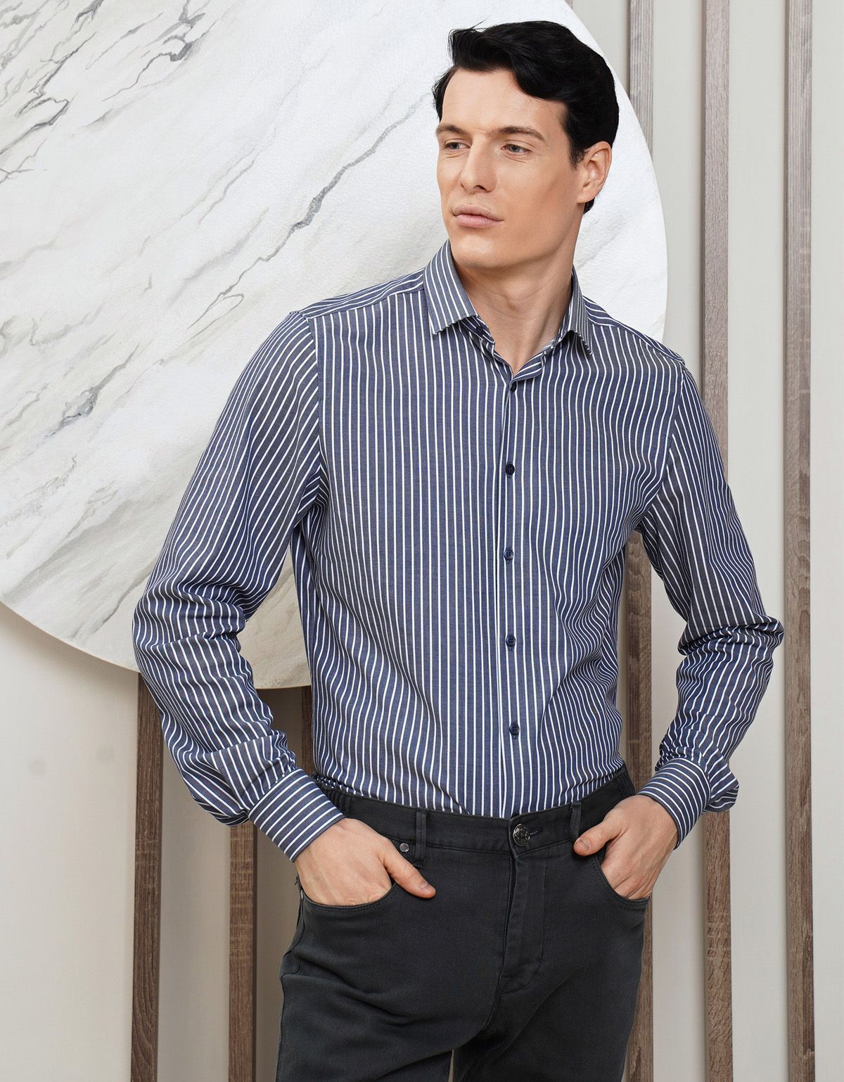 Рубашкав мужская OLYMP 24/7 в полоску, body fit | купить в интернет-магазине Olymp-Men