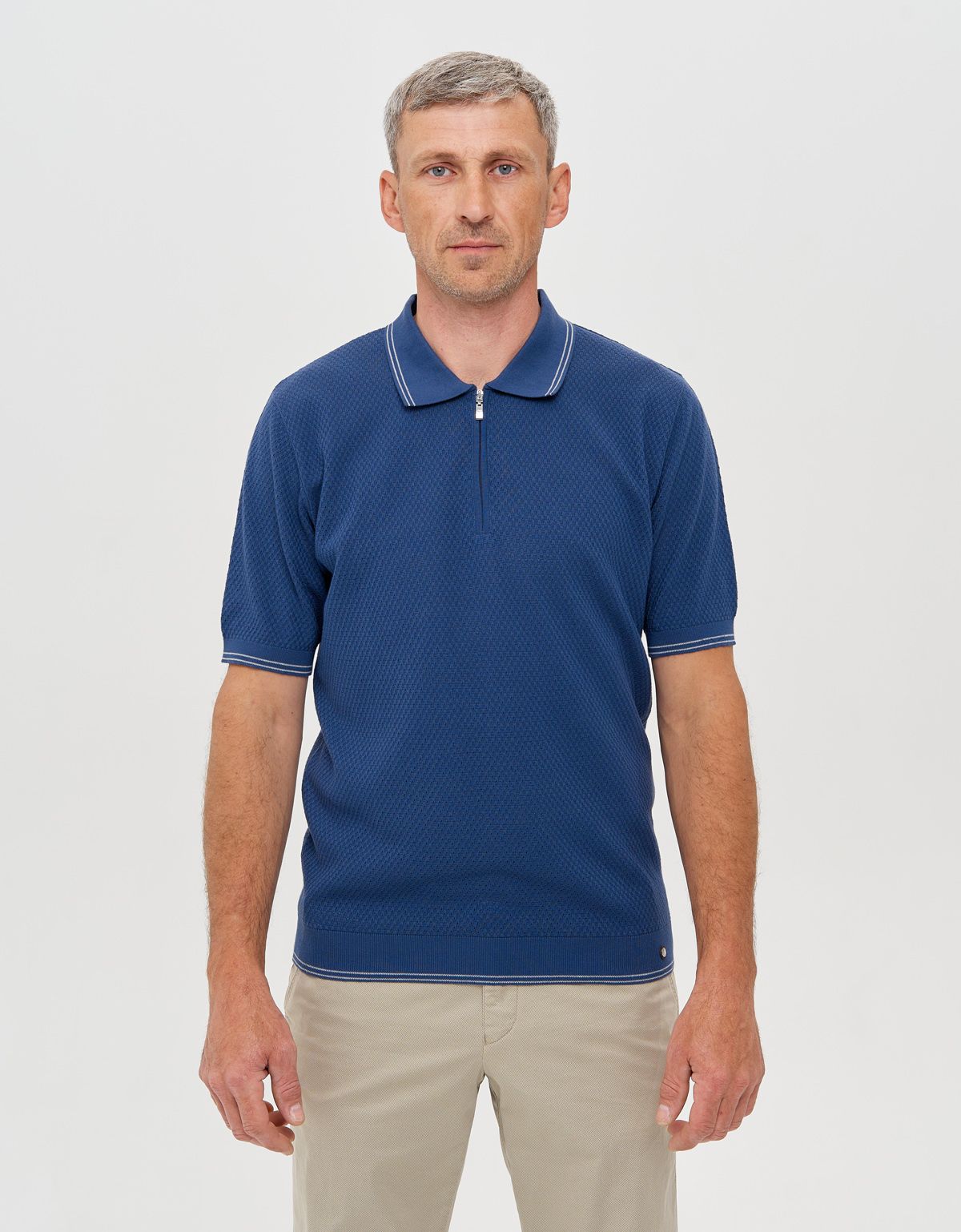 Поло синее мужское на молнии Gratude | купить в интернет-магазине Olymp-Men
