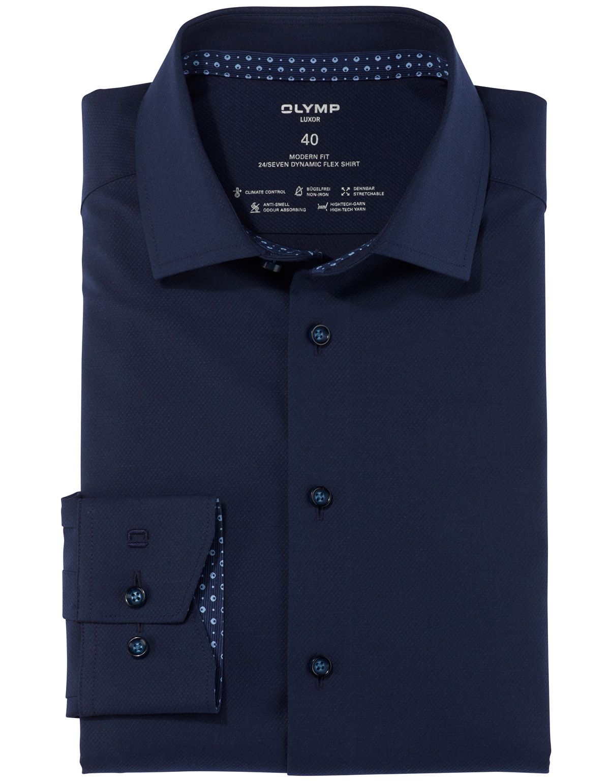 Рубашка с длинным рукавом OLYMP Luxor 24/7 климат-контроль, modern fit[СИНИЙ]