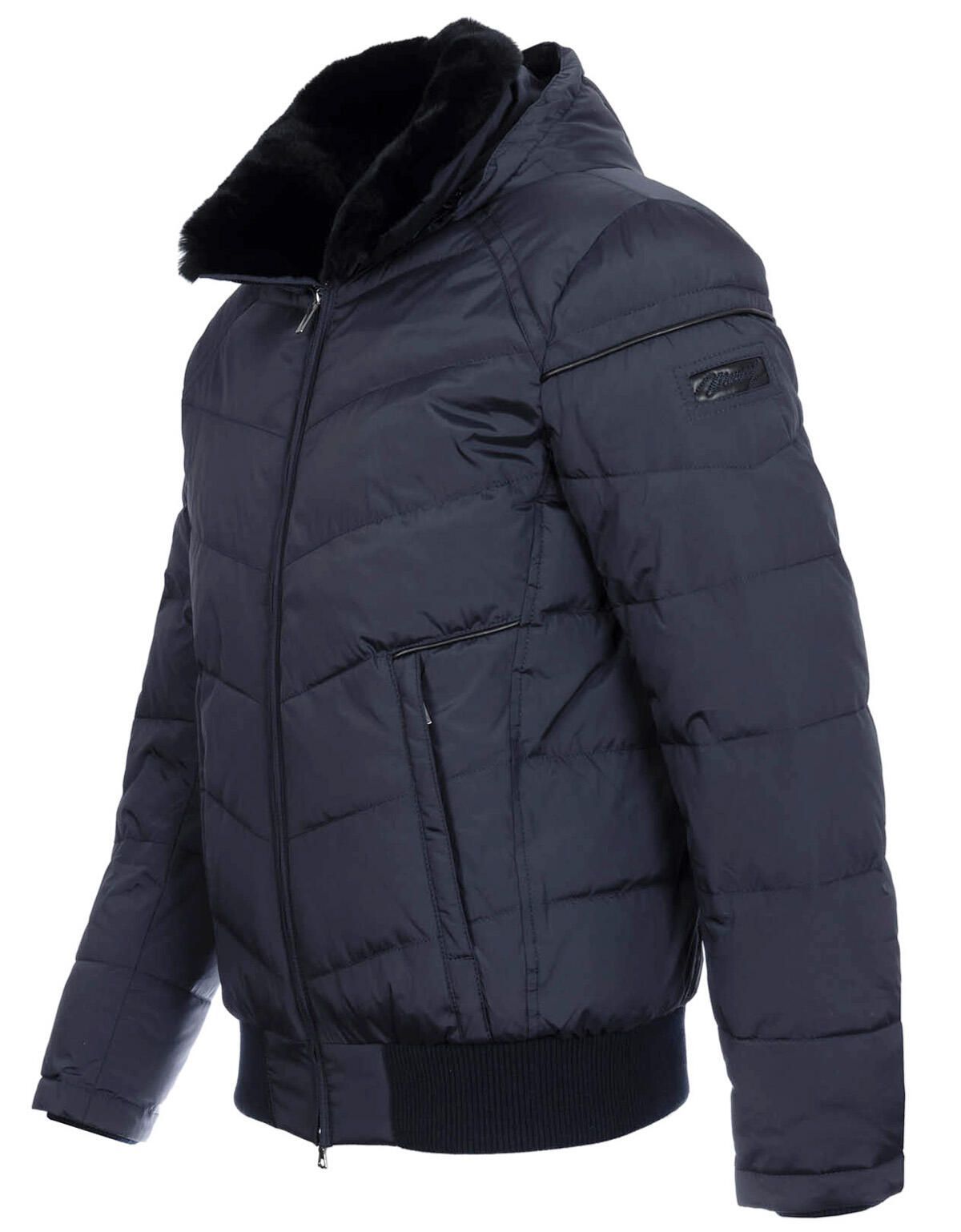 Стеганый короткий пуховик с меховым воротником | купить в интернет-магазине Olymp-Men