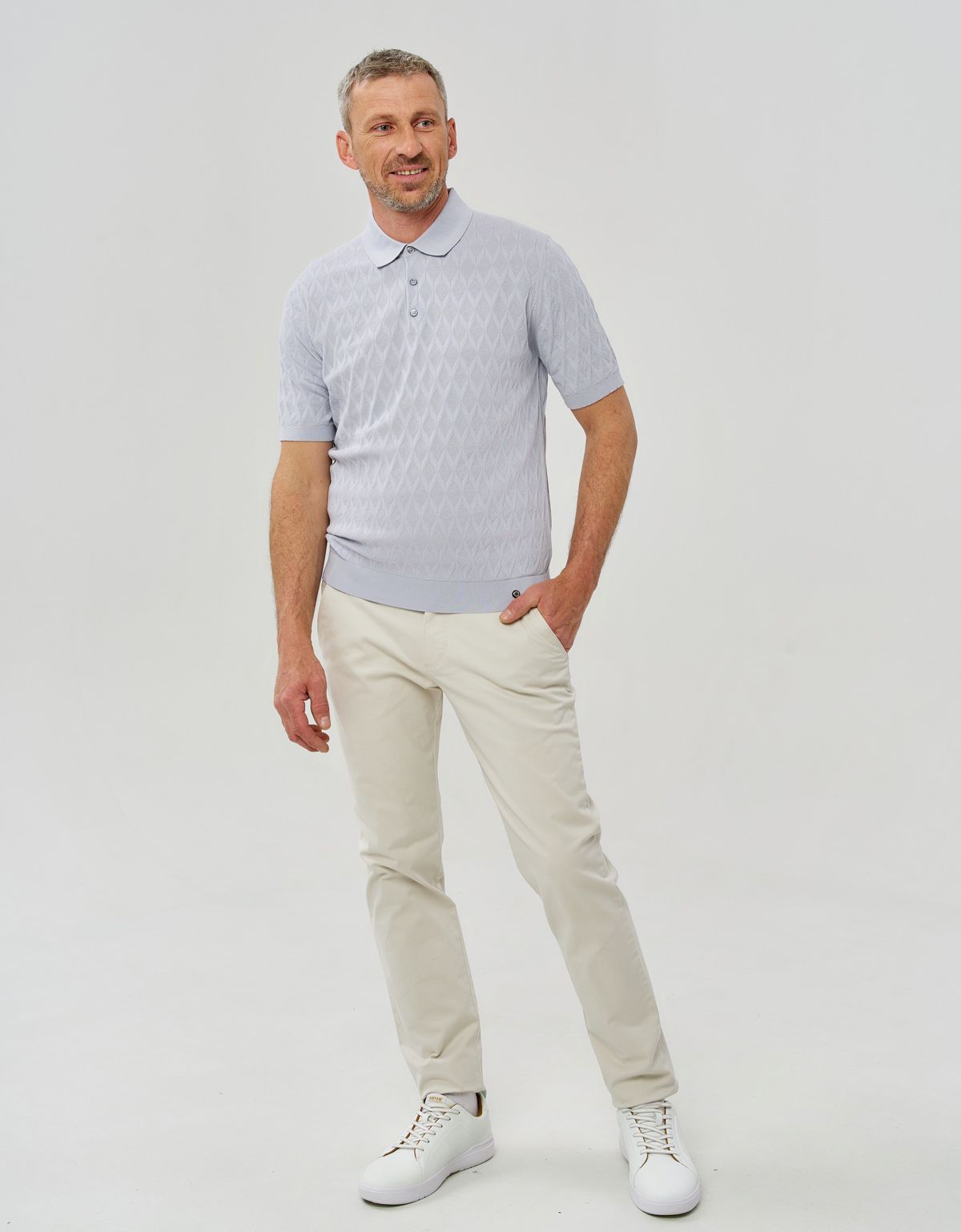 Поло мужское голубое вязаное на пуговицах Gratude | купить в интернет-магазине Olymp-Men