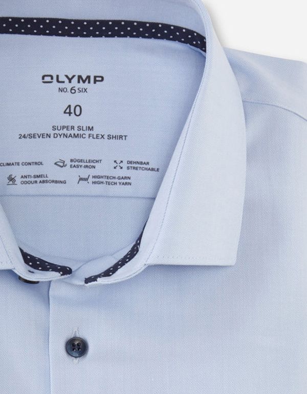 Рубашка мужская голубая OLYMP 24/7 супер слим, артикул 07546411
