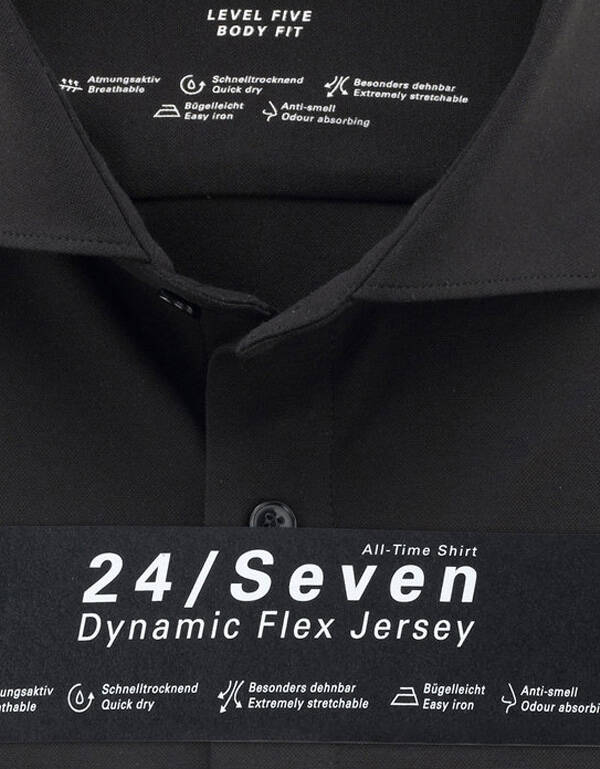 Рубашка чёрная трикотажная Olymp 24/7, body fit | купить в интернет-магазине Olymp-Men