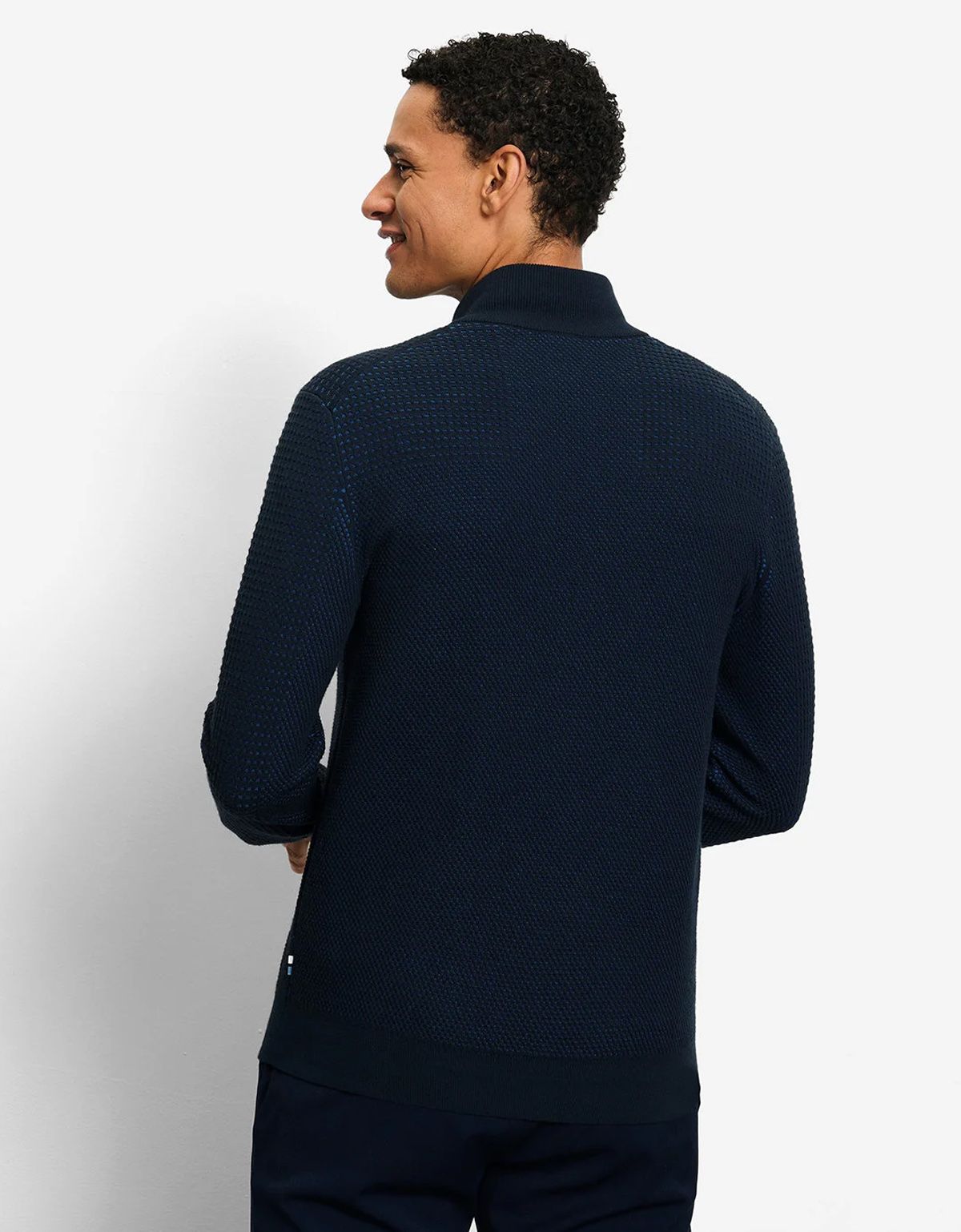 Свитер синий хлопковый с воротником на молнии Olymp | купить в интернет-магазине Olymp-Men