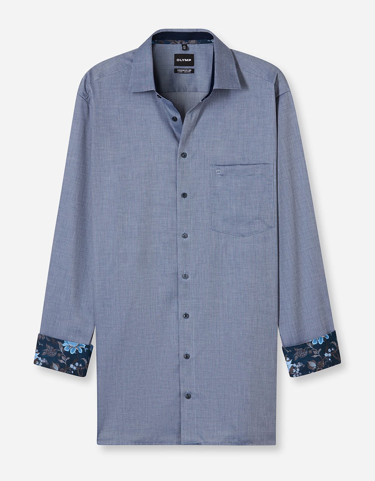 Рубашка классическая синяя Olymp Luxor Big, прямой крой | купить в интернет-магазине Olymp-Men
