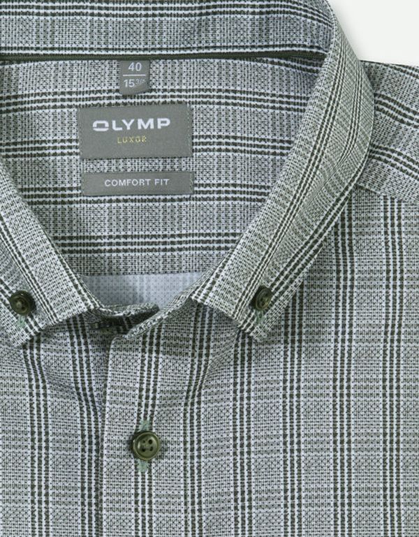 Рубашка мужская в клетку OLYMP Luxor, прямой крой, пуговицы на воротнике | купить в интернет-магазине Olymp-Men