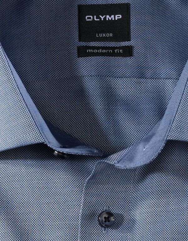 Деловая синяя рубашка OLYMP Modern fit, фактурная | купить в интернет-магазине Olymp-Men